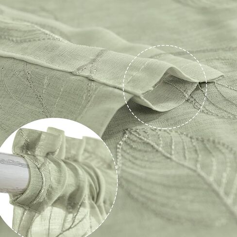 topick sage الأخضر شير المطبخ مقهى الستائر ورقة مطرزة الفوال طبقات قصيرة نصف نافذة شبه شير rv العربة الستائر مزرعة باب صغير الحمام الطابق السفلي الستائر 36 بوصة قضيب جيب 2 لوحات in Kuwait