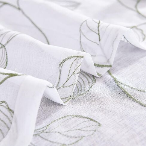 topick sage الأخضر شير المطبخ مقهى الستائر ورقة مطرزة الفوال طبقات قصيرة نصف نافذة شبه شير rv العربة الستائر مزرعة باب صغير الحمام الطابق السفلي الستائر 36 بوصة قضيب جيب 2 لوحات in Kuwait