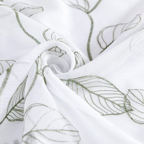 topick sage الأخضر شير المطبخ مقهى الستائر ورقة مطرزة الفوال طبقات قصيرة نصف نافذة شبه شير rv العربة الستائر مزرعة باب صغير الحمام الطابق السفلي الستائر 36 بوصة قضيب جيب 2 لوحات in Kuwait