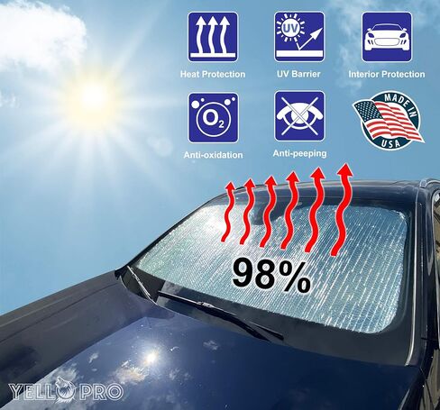 YelloPro Custom Fit Side Window Sunshade - First & 2nd Row (4pcs) - for 2011 2012 2013 2014 2015 2016 2017 2018 2019 Fiat 500 Coupe, Pop, Lounge, 1957 Retro Edition, Abarth, Sport (Made in USA) in Saudi Arabia