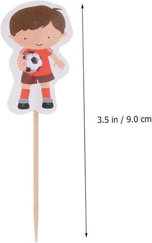 48pcs Birthday Cake Soccer Animal Cake Decor Ornament for Kids Cupcake Ornament Ornaments for Kids Cake Ornaments Baby Sports Toys Cake Topper Bamboo Party Supplies Football Child in Saudi Arabia