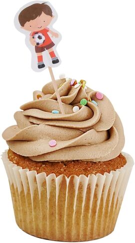 48pcs Birthday Cake Soccer Animal Cake Decor Ornament for Kids Cupcake Ornament Ornaments for Kids Cake Ornaments Baby Sports Toys Cake Topper Bamboo Party Supplies Football Child in Saudi Arabia