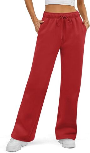 ATHMILE Women’s Fleece Lined Sweatpants Baggy Wide Straight Leg Pants in Saudi Arabia