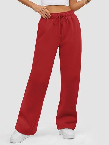 ATHMILE Women’s Fleece Lined Sweatpants Baggy Wide Straight Leg Pants in Saudi Arabia