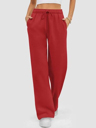 ATHMILE Women’s Fleece Lined Sweatpants Baggy Wide Straight Leg Pants in Saudi Arabia