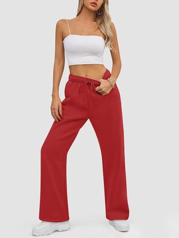ATHMILE Women’s Fleece Lined Sweatpants Baggy Wide Straight Leg Pants in Saudi Arabia