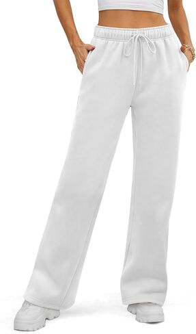 ATHMILE Women’s Fleece Lined Sweatpants Baggy Wide Straight Leg Pants in Saudi Arabia