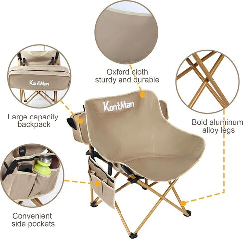 Outdoor Folding Chairs for Adults Set of 2 Lightweight Compact Camping Chair KontMan Best Ultralight Camping Chair Heavy Duty 265 lbs (2 Pack) in Kuwait