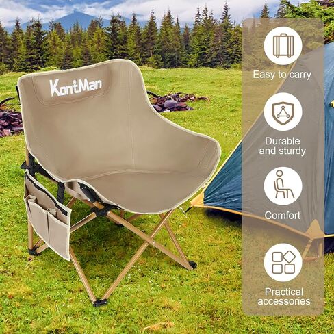 Outdoor Folding Chairs for Adults Set of 2 Lightweight Compact Camping Chair KontMan Best Ultralight Camping Chair Heavy Duty 265 lbs (2 Pack) in Kuwait