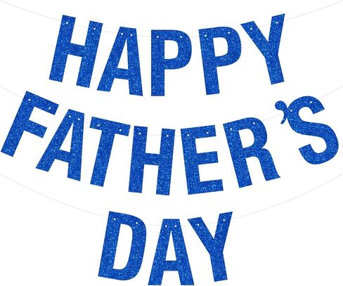 Happy Father's Day Glitter Black Banner Bunting Banner for Dad Father's Party Decorations Backdrop Garland for Father's Day (Black) in Saudi Arabia