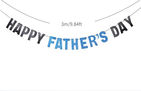 Happy Father's Day Glitter Black Banner Bunting Banner for Dad Father's Party Decorations Backdrop Garland for Father's Day (Black) in Saudi Arabia