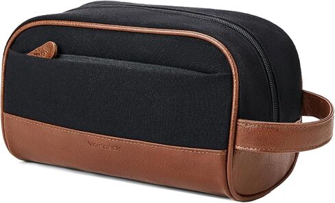 Vorspack Travel Toiletry Bag - Canvas Toiletry Bag for Men Water Resistant Skincare Bag Dopp Kit for Bathroom Toiletries Accessories Gifts - Black in Saudi Arabia