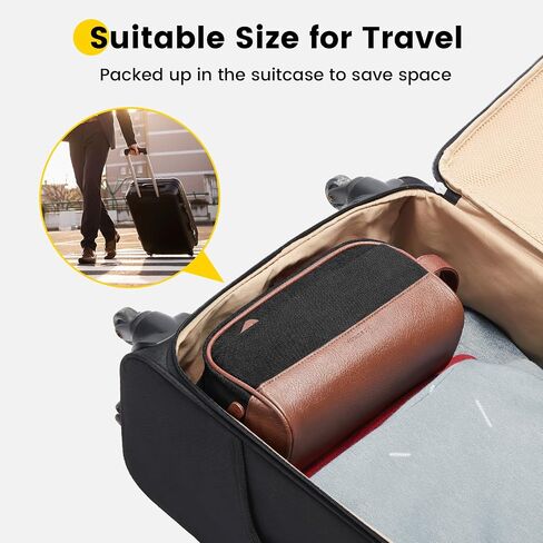 Vorspack Travel Toiletry Bag - Canvas Toiletry Bag for Men Water Resistant Skincare Bag Dopp Kit for Bathroom Toiletries Accessories Gifts - Black in Saudi Arabia