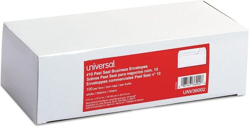 Universal UNV36002 Peel Seal 4.13 بوصة × 9.5 بوصة رقم 10 مظاريف عمل مربعة الشكل - أبيض (100/صندوق) in Saudi Arabia