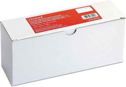 Universal UNV36002 Peel Seal 4.13 بوصة × 9.5 بوصة رقم 10 مظاريف عمل مربعة الشكل - أبيض (100/صندوق) in Saudi Arabia