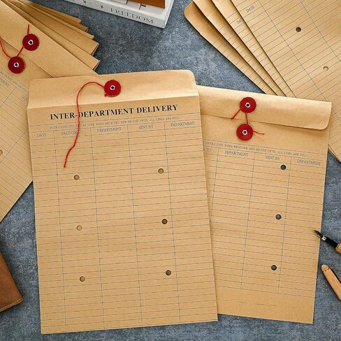 200 قطعة من أظرف Interoffice مقاس 10 × 13 بوصة، أظرف مطبوعة بين الأقسام باللون الأحمر وربطة عنق وزر للإغلاق، بني كرافت in Saudi Arabia