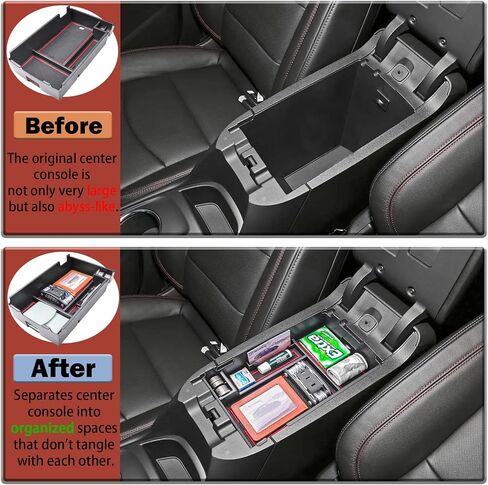 صينية تنظيم وحدة التحكم المركزية متوافقة مع ملحقات Chevy Equinox 2018 2019 2020 2021 2022 2023 2024، صينية إدراج مسند الذراع وصندوق تخزين ثانوي للعملات المعدنية، أسود in Kuwait