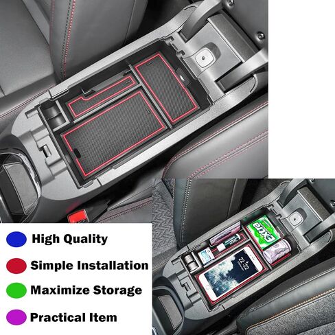 صينية تنظيم وحدة التحكم المركزية متوافقة مع ملحقات Chevy Equinox 2018 2019 2020 2021 2022 2023 2024، صينية إدراج مسند الذراع وصندوق تخزين ثانوي للعملات المعدنية، أسود in Kuwait