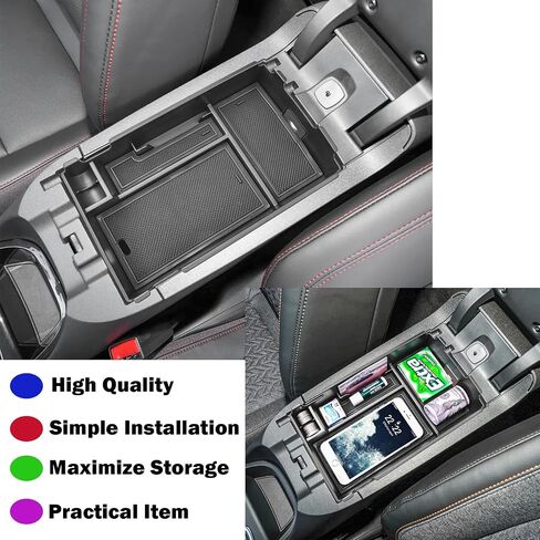 صينية تنظيم وحدة التحكم المركزية متوافقة مع ملحقات Chevy Equinox 2018 2019 2020 2021 2022 2023 2024، صينية إدراج مسند الذراع وصندوق تخزين ثانوي للعملات المعدنية، أسود in Kuwait