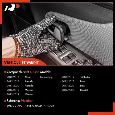 A-Premium - Interior Door Handle - Front or Rear Left Driver Side - Compatible with Nissan Models - Altima, Pathfinder, Armada, Maxima, Murano, Titan - Textured Black - Replace 80671-3TA0D 80671-3TA0A in Saudi Arabia