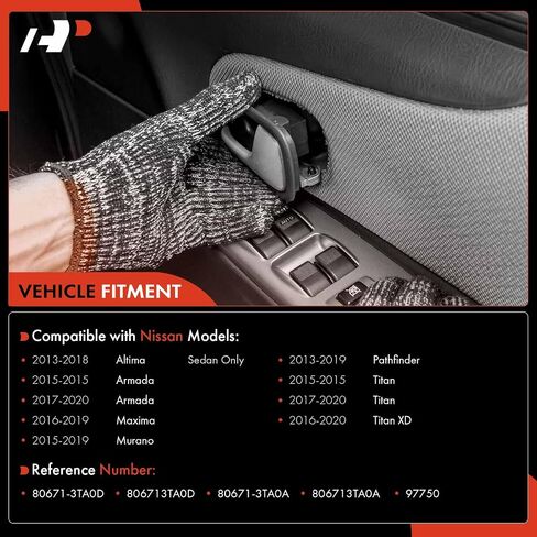 A-Premium - Interior Door Handle - Front or Rear Left Driver Side - Compatible with Nissan Models - Altima, Pathfinder, Armada, Maxima, Murano, Titan - Textured Black - Replace 80671-3TA0D 80671-3TA0A in Saudi Arabia