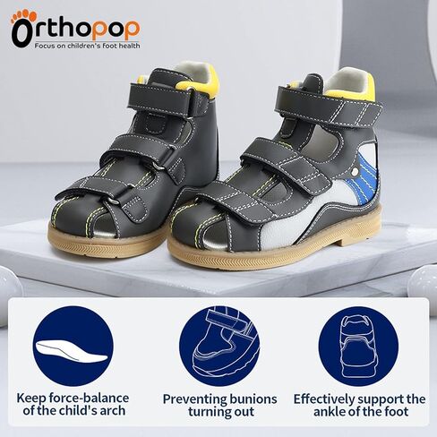 صنادل لتقويم العظام للأطفال الصغار مع دعم للقوس والكاحل، أحذية تصحيحية جلدية للأطفال in Kuwait