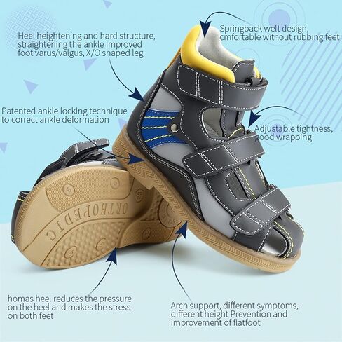 صنادل لتقويم العظام للأطفال الصغار مع دعم للقوس والكاحل، أحذية تصحيحية جلدية للأطفال in Kuwait