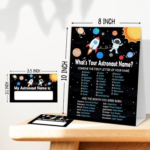 Greeting Card - What's Your Astronaut Name Birthday Party Game, 1 Sign & 30 Stickers - Space Theme for Kids & Teens - GAME-011 in Saudi Arabia