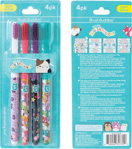 Brush Buddies Squishmallows Assorted Manual Toothbrushes, Soft Toothbrushes, Toothbrushes for Kids and Adults, 4PK in Saudi Arabia