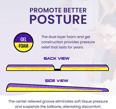 GSeat CLASSIC Gel and Foam Seat Cushion (Gray) - Chair, Car, Office, Commute, Airplane, Wheelchair, Sciatica, Coccyx/Tailbone & Chronic Back Pain Relief - Ergonomic Comfort - Long Lasting in Saudi Arabia