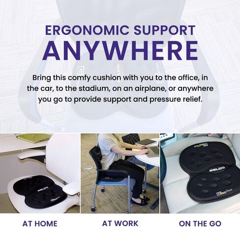 GSeat CLASSIC Gel and Foam Seat Cushion (Gray) - Chair, Car, Office, Commute, Airplane, Wheelchair, Sciatica, Coccyx/Tailbone & Chronic Back Pain Relief - Ergonomic Comfort - Long Lasting in Saudi Arabia
