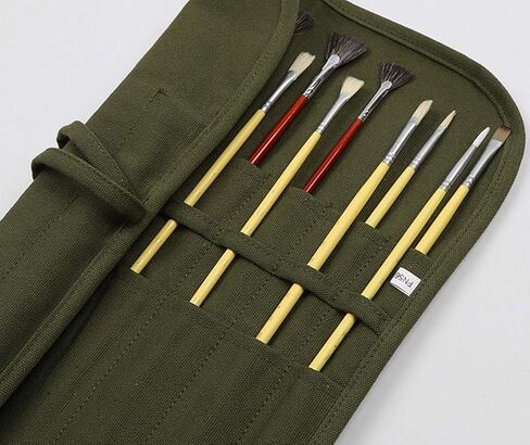 حامل حقيبة فرشاة طلاء الفنان من KIKEEP حقيبة قماشية لتخزين فرشاة الطلاء لزيت الأكريليك والألوان المائية الغواش حامل قماش لفرشاة الطلاء (36 فتحة سوداء) in Kuwait