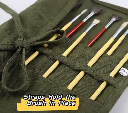 حامل حقيبة فرشاة طلاء الفنان من KIKEEP حقيبة قماشية لتخزين فرشاة الطلاء لزيت الأكريليك والألوان المائية الغواش حامل قماش لفرشاة الطلاء (36 فتحة سوداء) in Kuwait