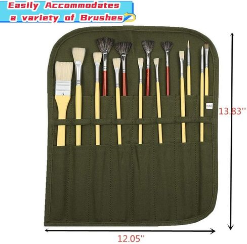 حامل حقيبة فرشاة طلاء الفنان من KIKEEP حقيبة قماشية لتخزين فرشاة الطلاء لزيت الأكريليك والألوان المائية الغواش حامل قماش لفرشاة الطلاء (36 فتحة سوداء) in Kuwait
