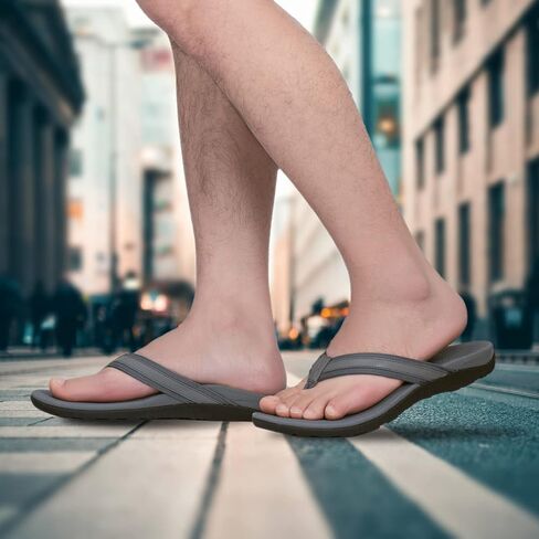 شباشب لتقويم العظام للرجال، صنادل داعمة للقوس العالي لعلاج التهاب اللفافة الأخمصية وتخفيف آلام الكعب المسطح، وتبطين ومقاوم للانزلاق، صندل شاطئ مريح للمشي عند أصابع القدم in Kuwait