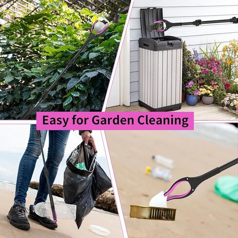 Jellas 44 Inch Reacher Grabber Tool with Shoehorn, 360° Rotating Head, Foldable Claw Grabber with Strong Grip Magnetic Tip, Reaching Assist Tool for Trash Pick Up, Litter Picker (Purple) in Kuwait