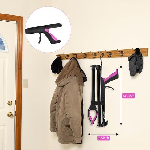 Jellas 44 Inch Reacher Grabber Tool with Shoehorn, 360° Rotating Head, Foldable Claw Grabber with Strong Grip Magnetic Tip, Reaching Assist Tool for Trash Pick Up, Litter Picker (Purple) in Kuwait