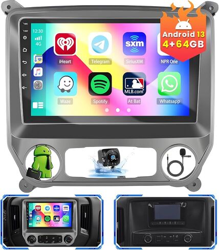 Hikity 4+64G Android 13 Stereo for Chevy Silverado/GMC Sierra 2014-2018, 10.1 Inch 1280x720 HD Touchscreen with Wireless Carplay Android Auto GPS FM WiFi Backup Camera in Saudi Arabia