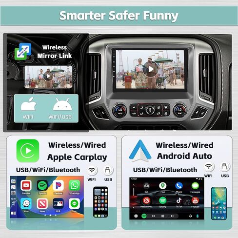 Hikity 4+64G Android 13 Stereo for Chevy Silverado/GMC Sierra 2014-2018, 10.1 Inch 1280x720 HD Touchscreen with Wireless Carplay Android Auto GPS FM WiFi Backup Camera in Saudi Arabia