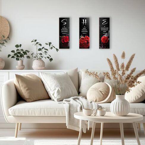 3 Pcs Pink Bedroom Decor Pink Rose Wooden Wall Decor Pink Bathroom Decor Inspirational Farmhouse Office Decor Signs With SHE Bible Words For Women Girl Bedroom Home Decor(Pink 12x4Inch) in Saudi Arabia
