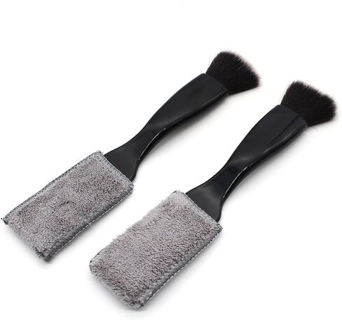 2Pack Double Head Brush for Car Clean, 2 in 1 Cleaning BrushesTools for Detailing Interior Car Duster Car Air Vents Dashboard, Black in Saudi Arabia