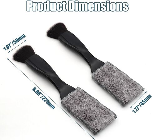 2Pack Double Head Brush for Car Clean, 2 in 1 Cleaning BrushesTools for Detailing Interior Car Duster Car Air Vents Dashboard, Black in Saudi Arabia