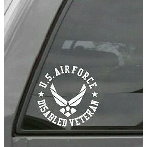Sticker Disabled Veteran 4'' Decal United States Army Military for Car Truck Window Laptop Bumper US Flag AIR Force USAF (Blue)
