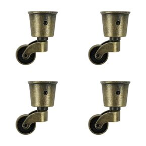 4pcs Zinc Alloy Antique Round Cup Caster 32mm Inner Cup Diameter Swivel Wheel Furniture Casters (Black)