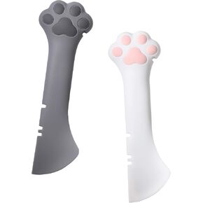 Pet Dog Cat Paw Design Silicone Mini Spatula Scooping Can Food Opener (1 White+ 1 Gray)