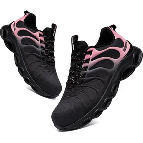 أحذية LARNMERN ذات مقدمة فولاذية عريضة للنساء للعمل مقاومة للكسر وغير قابلة للتدمير، أحذية رياضية للتنس خفيفة الوزن وملونة وعصرية (8، وردي خوخي) in Kuwait