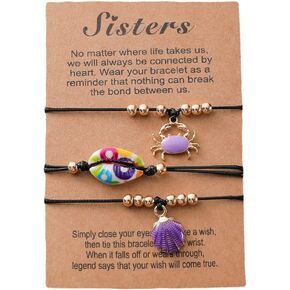 Bohemian Summer Bracelets Turquoise Turtle Bead Seashell Adjustable Strand Braided String Rope Bracelets with Card for Women Men Girls Boys Best Gifts Presents for Birthday Friendship Ocean Beach Jewelry