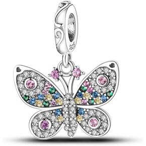 HappyStar 925 Sterling Silver Charm fits Pandora Bracelets Necklace，Pendants DIY Jewelry Gift For Women（With one Spacer Bead Charms）