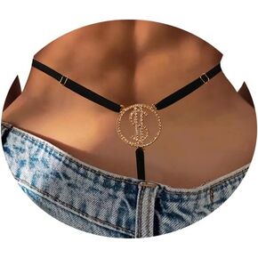 Sexy Crystal Pendant Waist Chain Thong Rhinestone Dollar Sign Chain Thong Rhinestone Thong Panties Festival Rave G String Jewelry for Women (Gold)