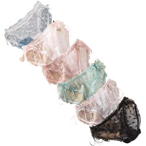 ملابس داخلية نسائية من الدانتيل، سراويل داخلية قطنية مثيرة بيكيني بطباعة نجمة لامعة، 6 قطع in Kuwait